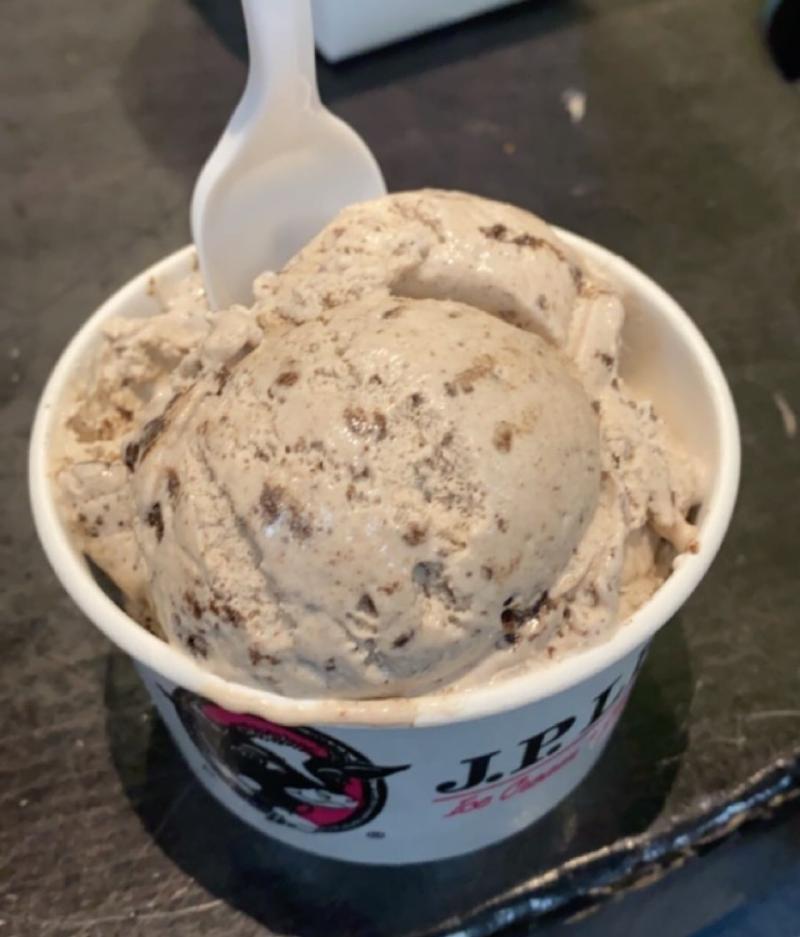 ice cream in bowl with spoon